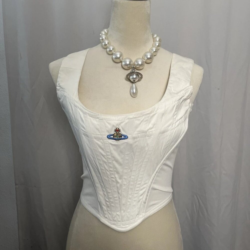 S/S 94 White Cotton Vivienne Westwood Orb Corset Red label